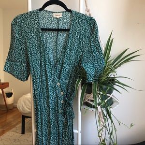 Parisian wrap dress green floral